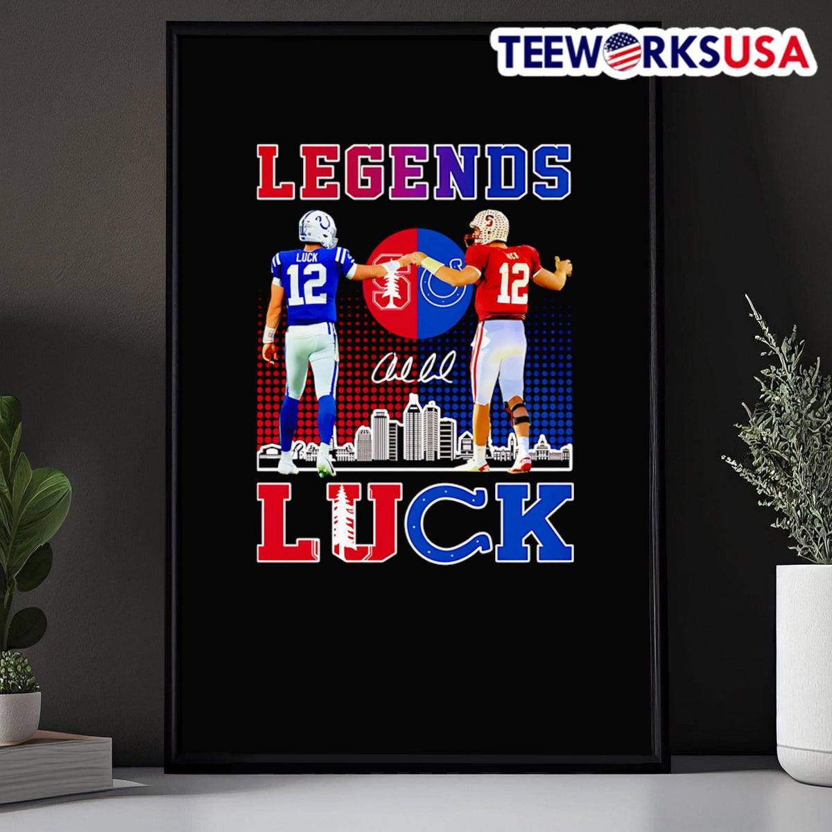 Legends Andrew Luck skyline city signature - Adult & Kids T-Shirts, Sweatshirts & Hoodies apparel design preview 5