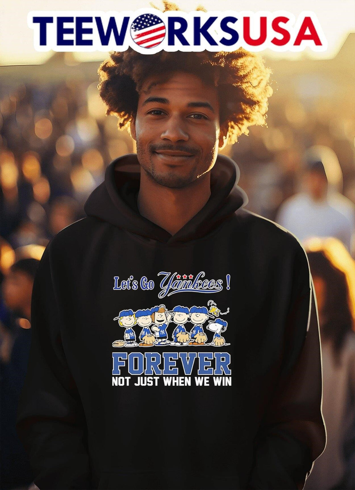Peanuts let's go Yankees forever not just when we win - Adult & Kids T-Shirts, Sweatshirts & Hoodies apparel design preview 2