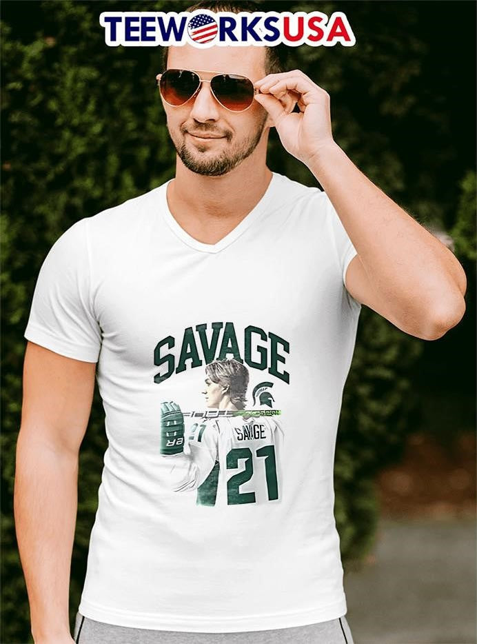 Savage #21 Michigan State Spartans Hockey Player - Adult & Kids T-Shirts, Sweatshirts & Hoodies apparel design preview 4