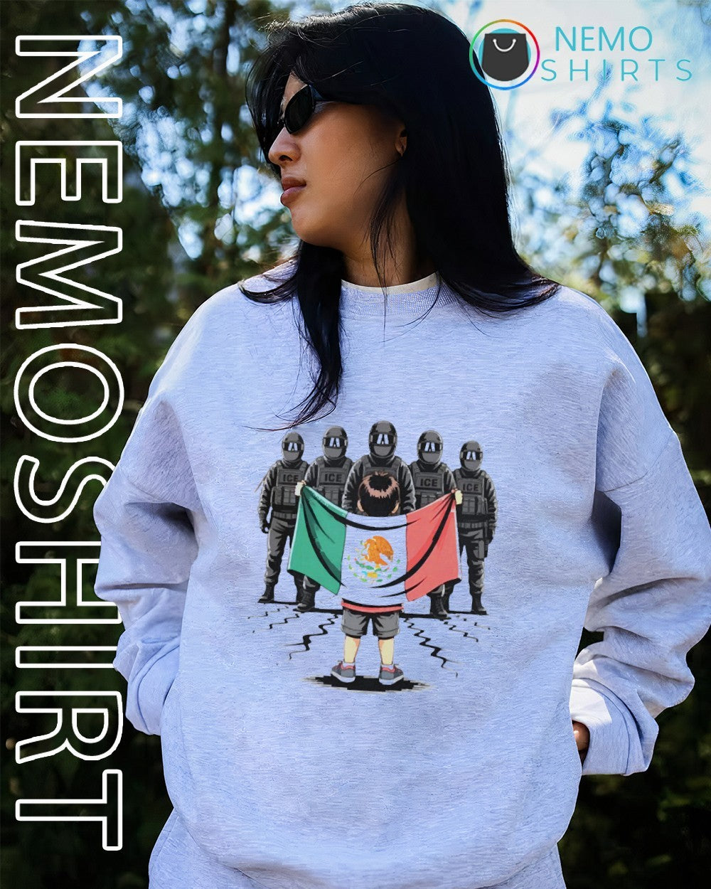 Anti ice protest Chinga La Migra Mexican flag - Adult & Kids T-Shirts, Sweatshirts & Hoodies apparel design preview 4