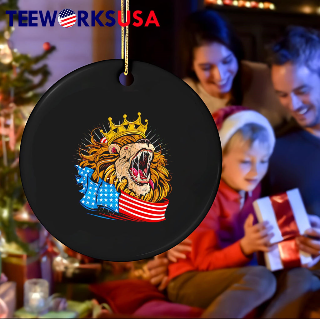 King Lion big head scream American flag - Adult & Kids T-Shirts, Sweatshirts & Hoodies apparel design preview 4
