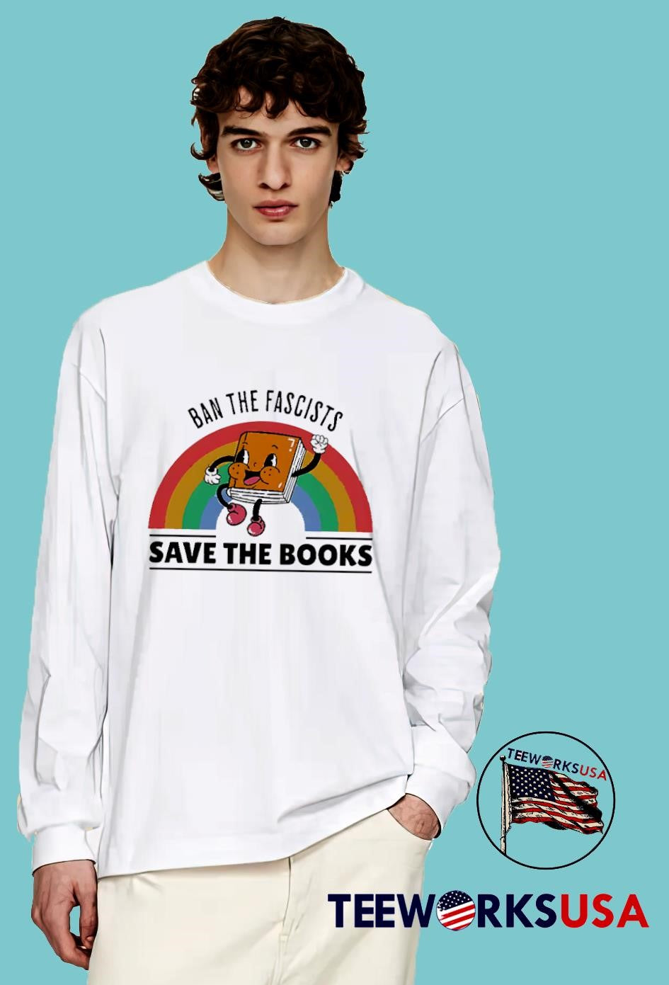 Ban The Fascists Save Books Rainbow - Adult & Kids T-Shirts, Sweatshirts & Hoodies apparel design preview 4