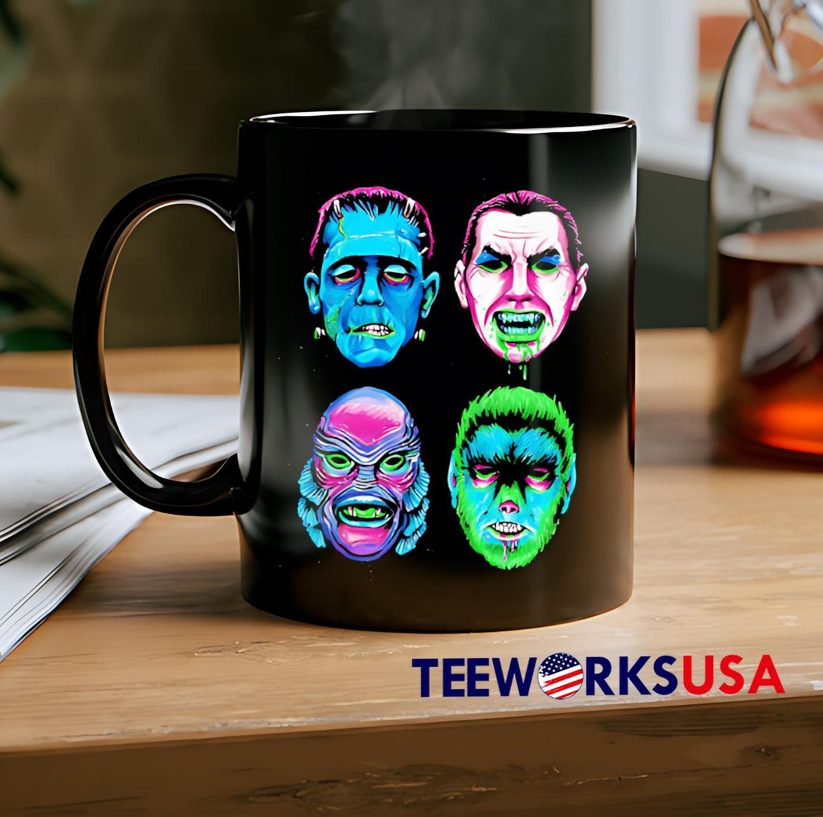 Neon Monster Masks - Adult & Kids T-Shirts, Sweatshirts & Hoodies apparel design preview 2