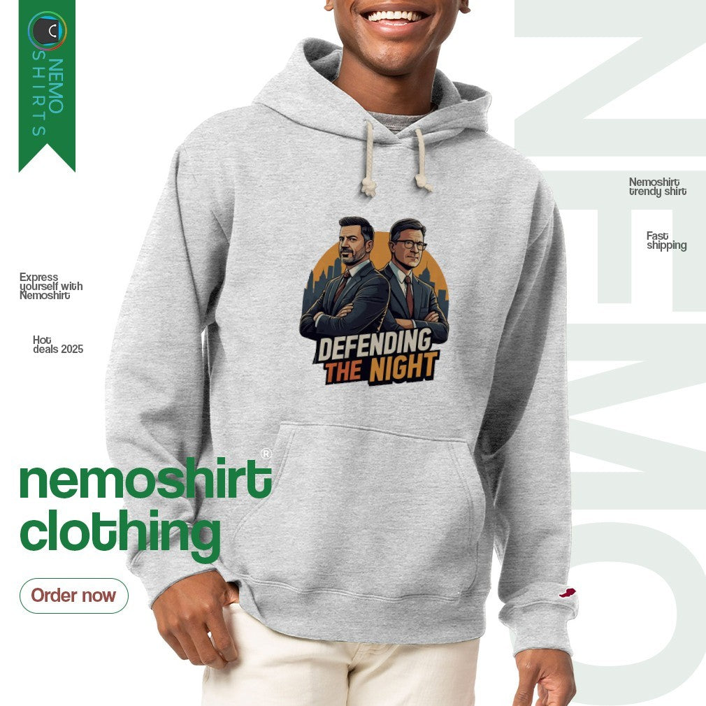 Defending the night Jimmy Kimmel and Stephen Colbert - Adult & Kids T-Shirts, Sweatshirts & Hoodies apparel design preview 2