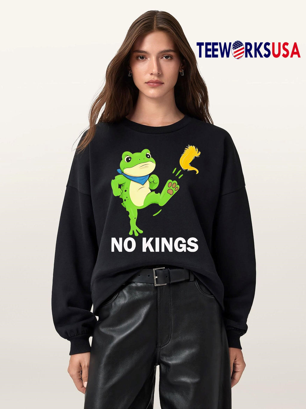 Funny No Kings Portland Frog Protest Resist - Adult & Kids T-Shirts, Sweatshirts & Hoodies apparel design preview 5