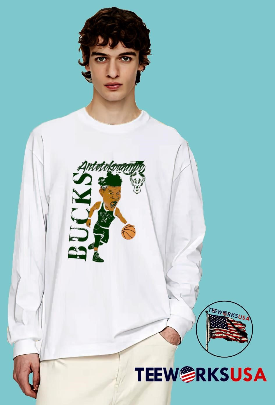Antetokounmpo Bucks caricature cartoon - Adult & Kids T-Shirts, Sweatshirts & Hoodies apparel design preview 4