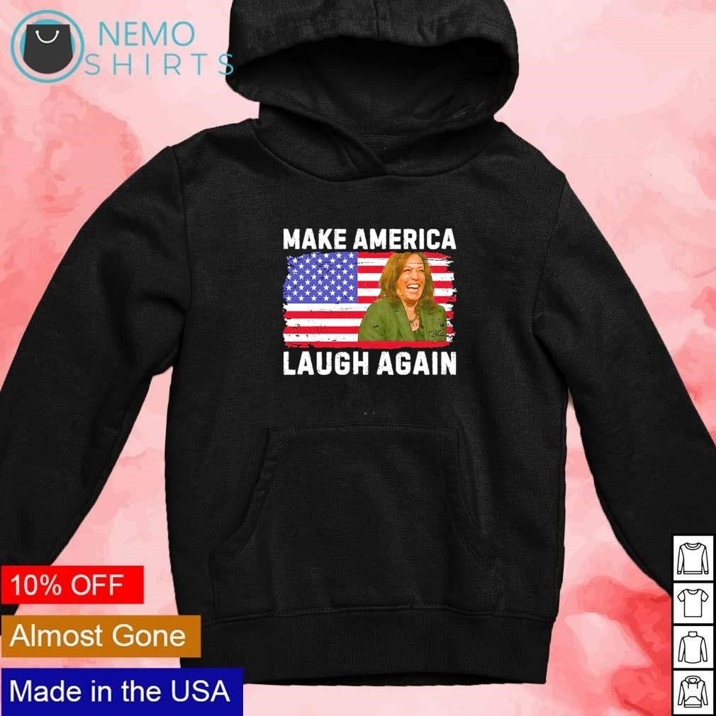 Kamala make America laugh again USA flag - Adult & Kids T-Shirts, Sweatshirts & Hoodies apparel design preview 2