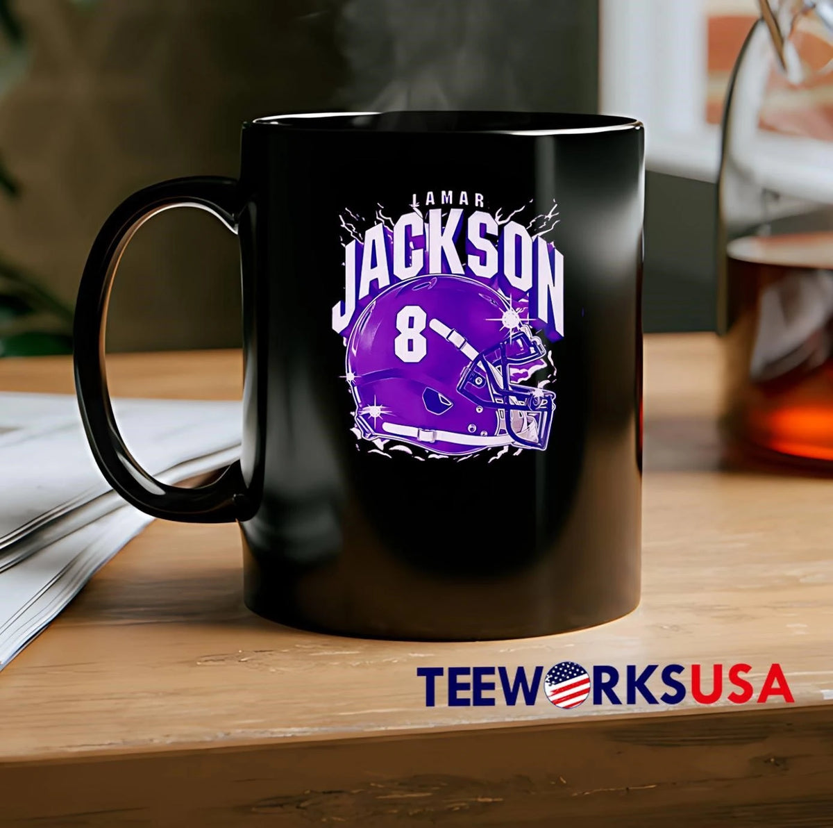Lamar Jackson Football Helmet 8 Baltimore Ravens - Adult & Kids T-Shirts, Sweatshirts & Hoodies apparel design preview 2