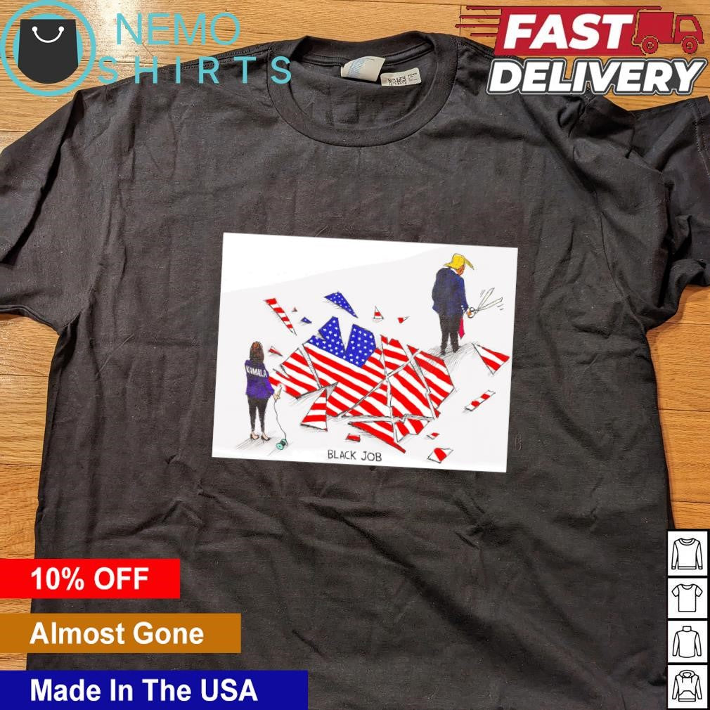 Kamala Harris stitches black job USA flag Trump cut - Adult & Kids T-Shirts, Sweatshirts & Hoodies apparel design preview 4