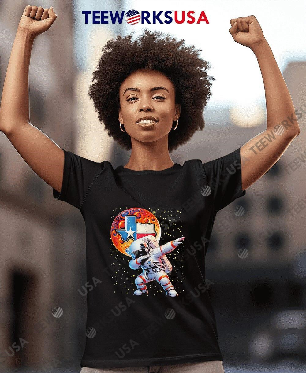 Texas 1965 Houston City Space Dabbing Astronaut - Adult & Kids T-Shirts, Sweatshirts & Hoodies apparel design preview 4
