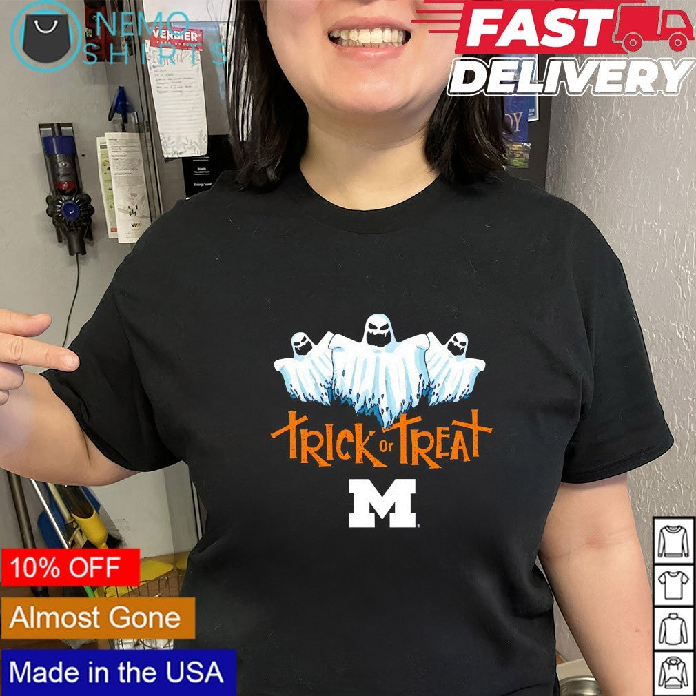 Ghost trick or treat Michigan Wolverines halloween - Adult & Kids T-Shirts, Sweatshirts & Hoodies apparel design preview 3
