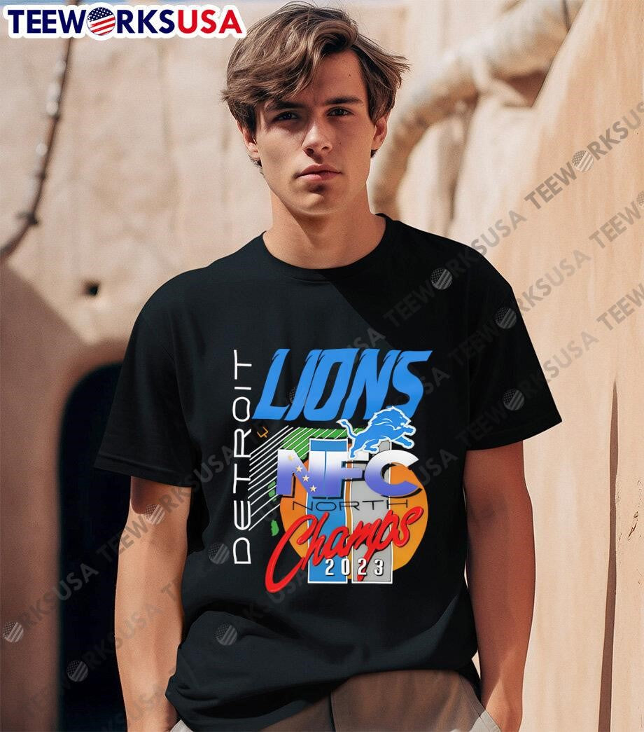 Detroit Lions NFC North Champions 2023 retro - Adult & Kids T-Shirts, Sweatshirts & Hoodies apparel design preview 1