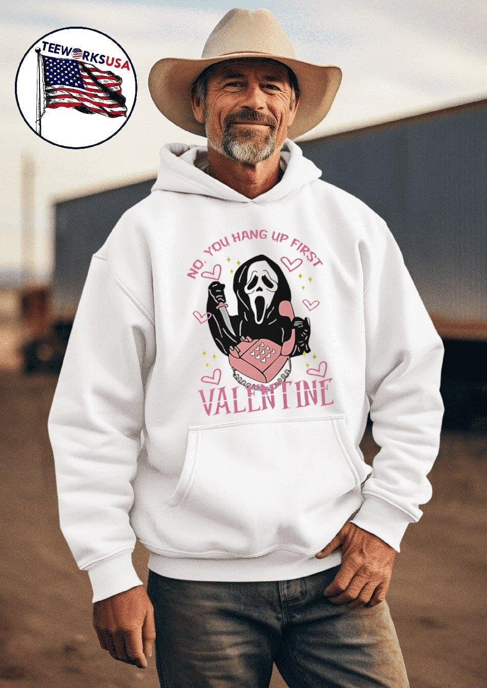 No you hang up first Scream Valentine's Day - Adult & Kids T-Shirts, Sweatshirts & Hoodies apparel design preview 2