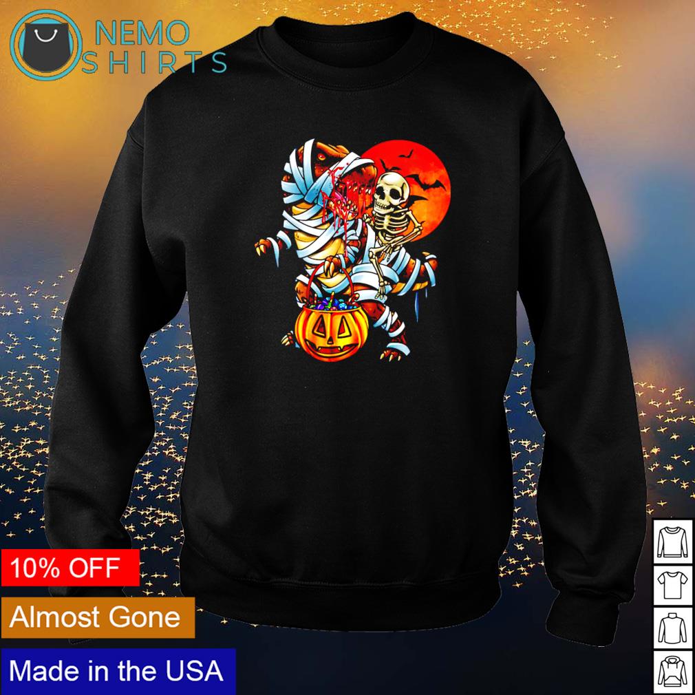 Skeleton riding dinosaur happy Halloween - Adult & Kids T-Shirts, Sweatshirts & Hoodies apparel design preview 4