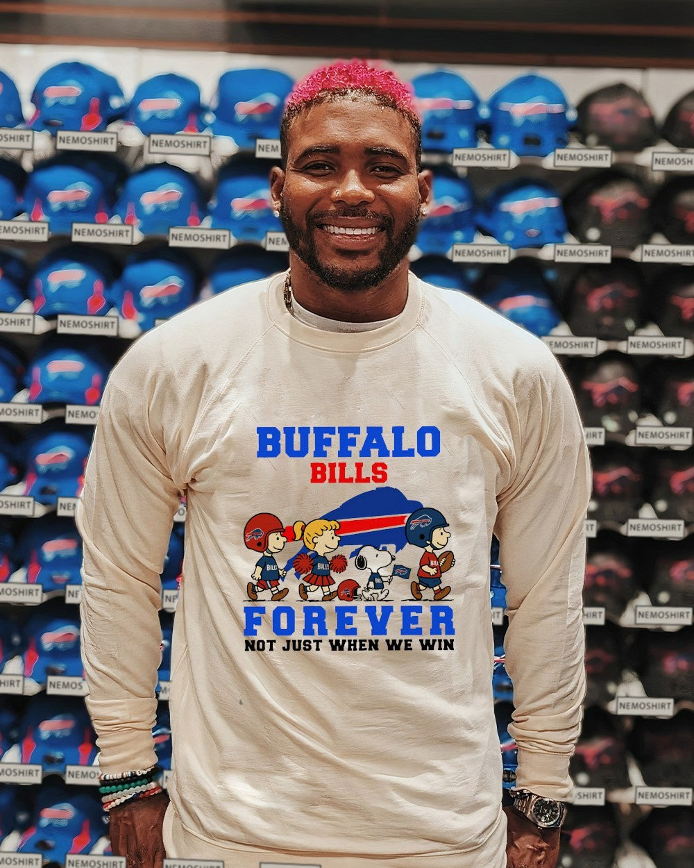 Peanuts characters x Buffalo Bills forever not just - Adult & Kids T-Shirts, Sweatshirts & Hoodies apparel design preview 2
