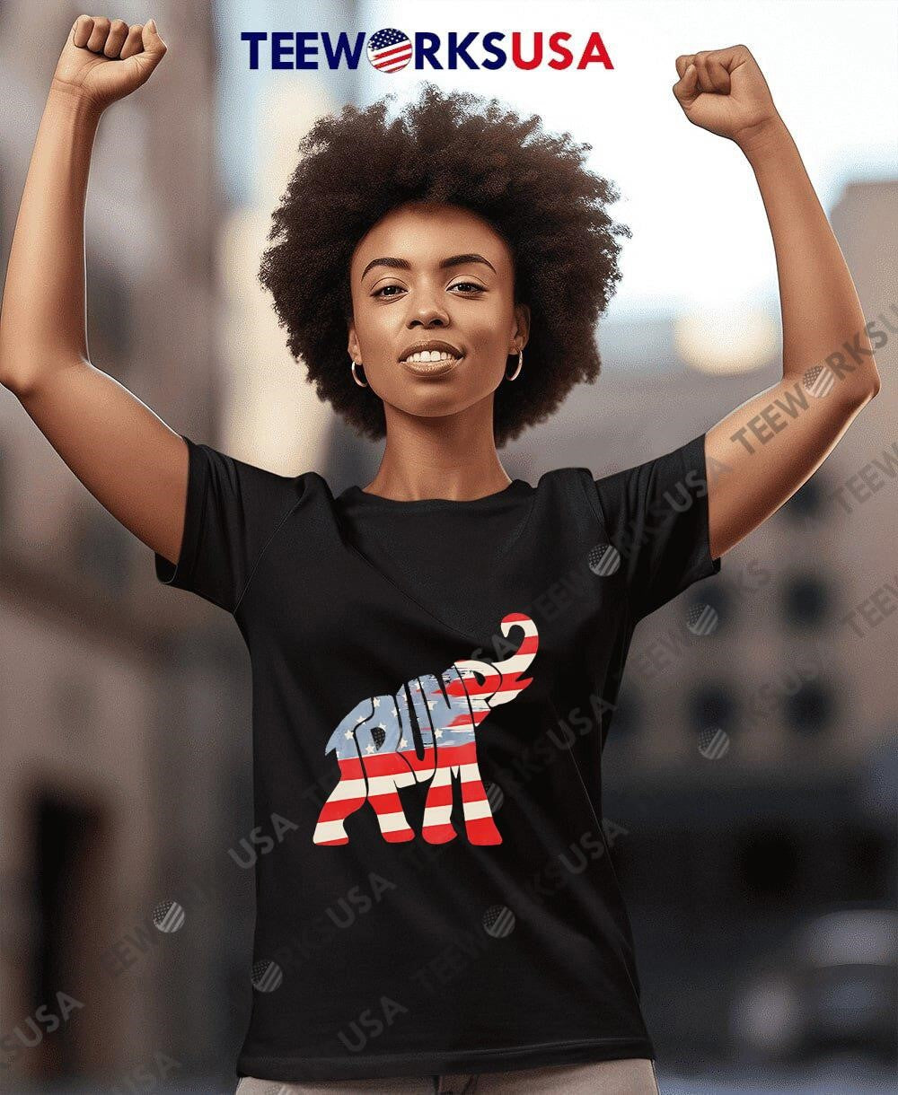 Donald Trump Vintage Republican Elephant USA Flag - Adult & Kids T-Shirts, Sweatshirts & Hoodies apparel design preview 8