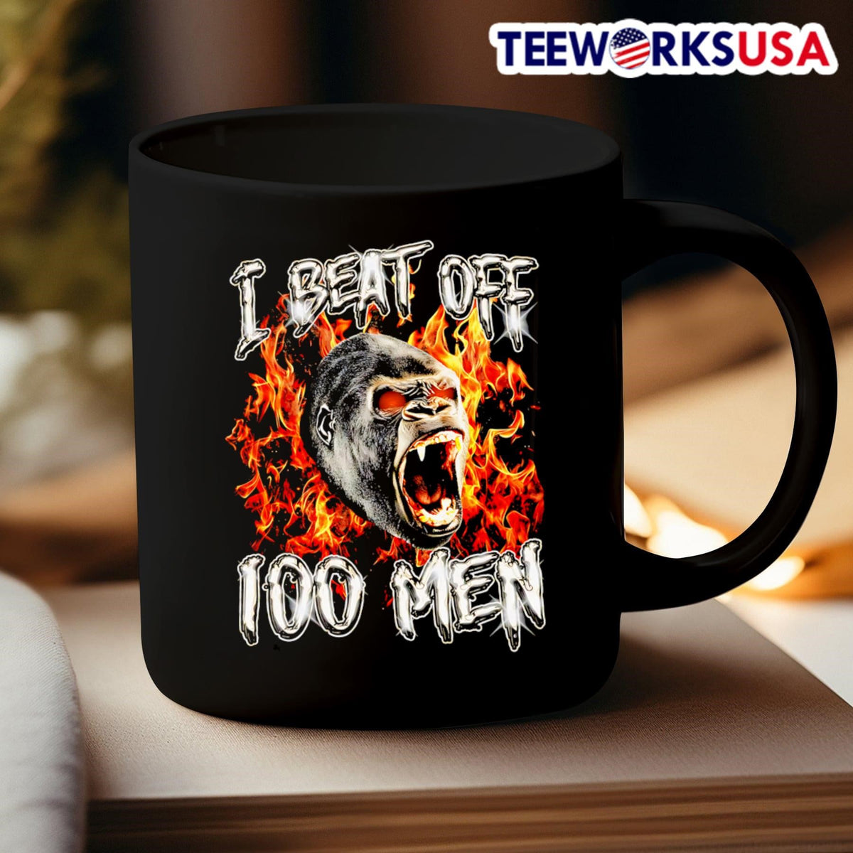 Gorilla I beat off 100 men - Adult & Kids T-Shirts, Sweatshirts & Hoodies apparel design preview 3