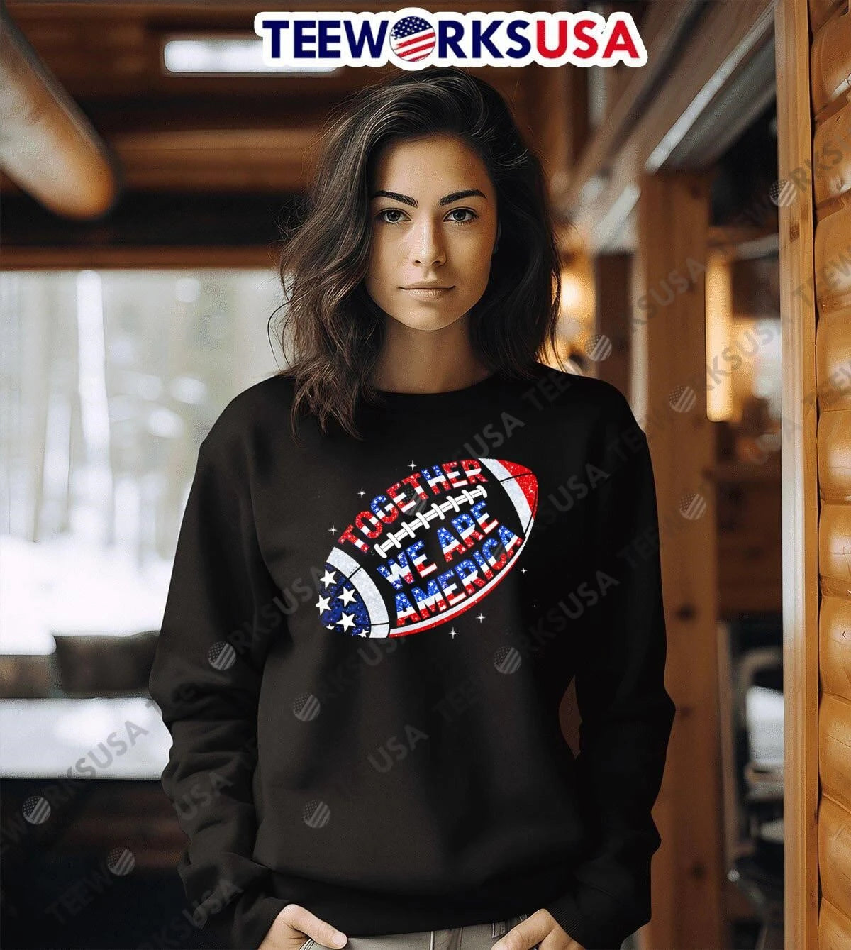Together We Are America Football - Adult & Kids T-Shirts, Sweatshirts & Hoodies apparel design preview 6