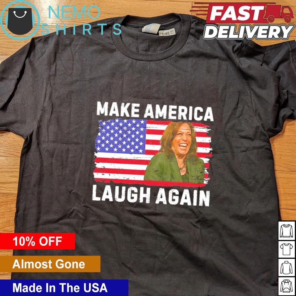 Kamala make America laugh again USA flag - Adult & Kids T-Shirts, Sweatshirts & Hoodies apparel design preview 4
