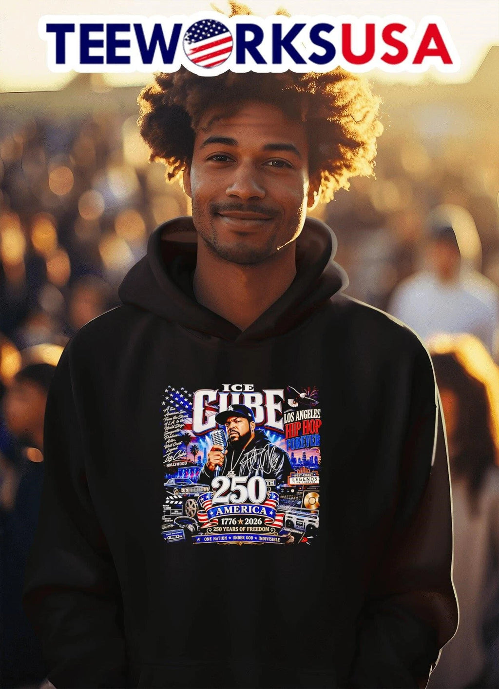 Ice Cube 250 Years Of Freedom America 1776 2026 - Adult & Kids T-Shirts, Sweatshirts & Hoodies apparel design preview 2