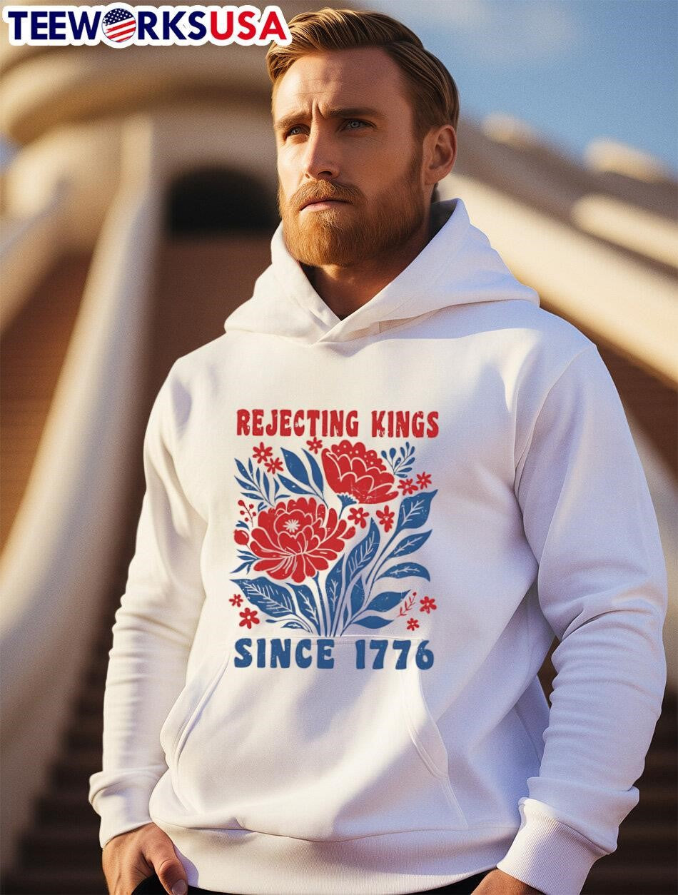 Rejecting Kings Since 1776 Flower - Adult & Kids T-Shirts, Sweatshirts & Hoodies apparel design preview 2