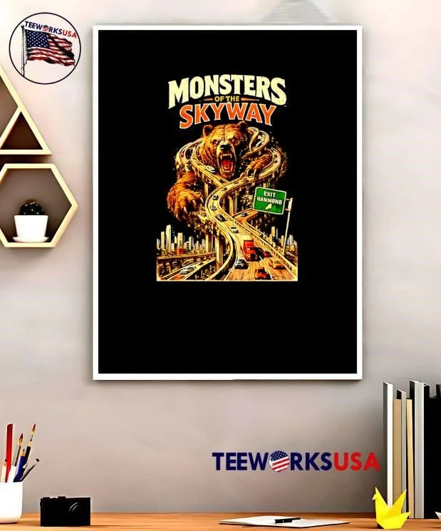 Monsters of the Skyway Hammond Exit Bear Road Horror - Adult & Kids T-Shirts, Sweatshirts & Hoodies apparel design preview 5