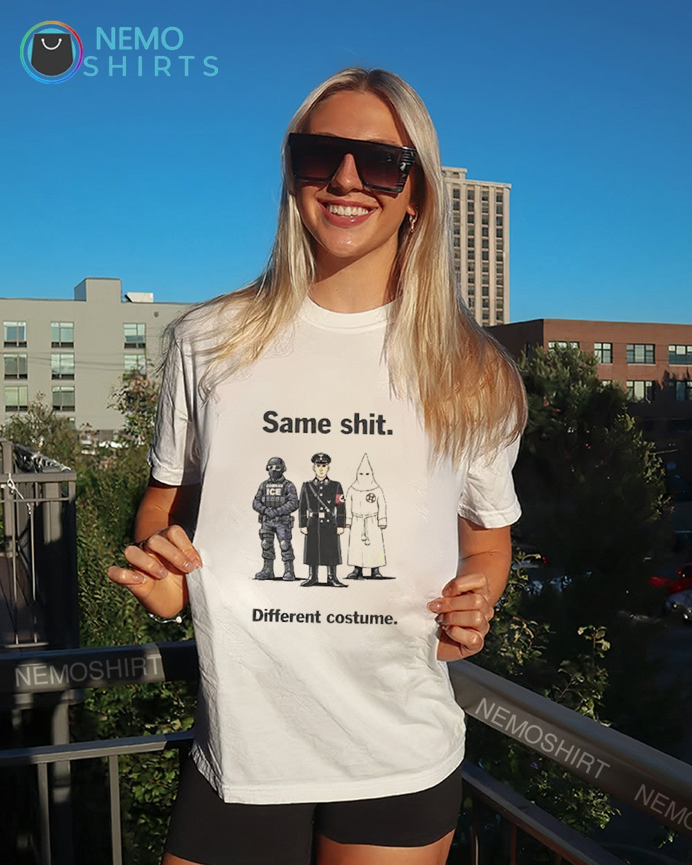 Same shit different costume ICE Nazis and Ku Klux - Adult & Kids T-Shirts, Sweatshirts & Hoodies apparel design preview 4