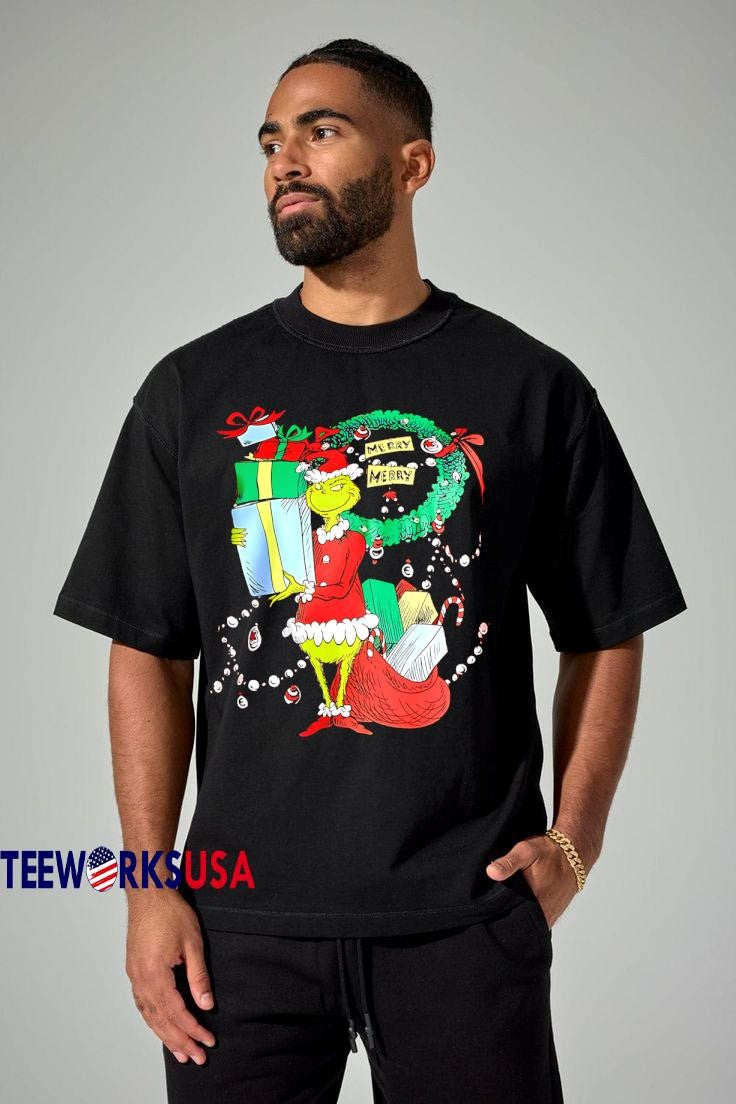 Dr Seuss The Grinch Merry Christmas 2025 - Adult & Kids T-Shirts, Sweatshirts & Hoodies apparel design preview 3