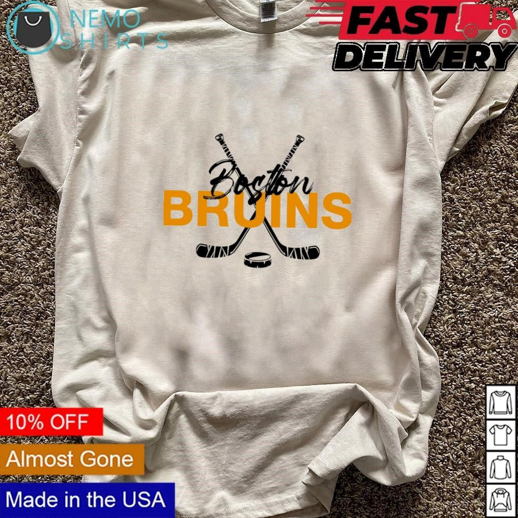 Boston Bruins hockey sticks and puck - Adult & Kids T-Shirts, Sweatshirts & Hoodies apparel design preview 3