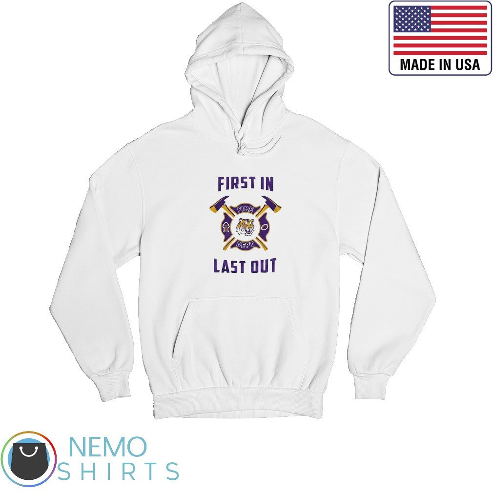LSU Tigers first in fire dept last out - Adult & Kids T-Shirts, Sweatshirts & Hoodies apparel design preview 2