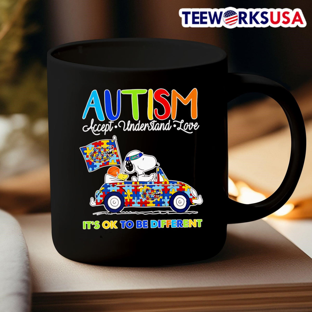 Snoopy Autism accept understand love it's ok to be - Adult & Kids T-Shirts, Sweatshirts & Hoodies apparel design preview 3