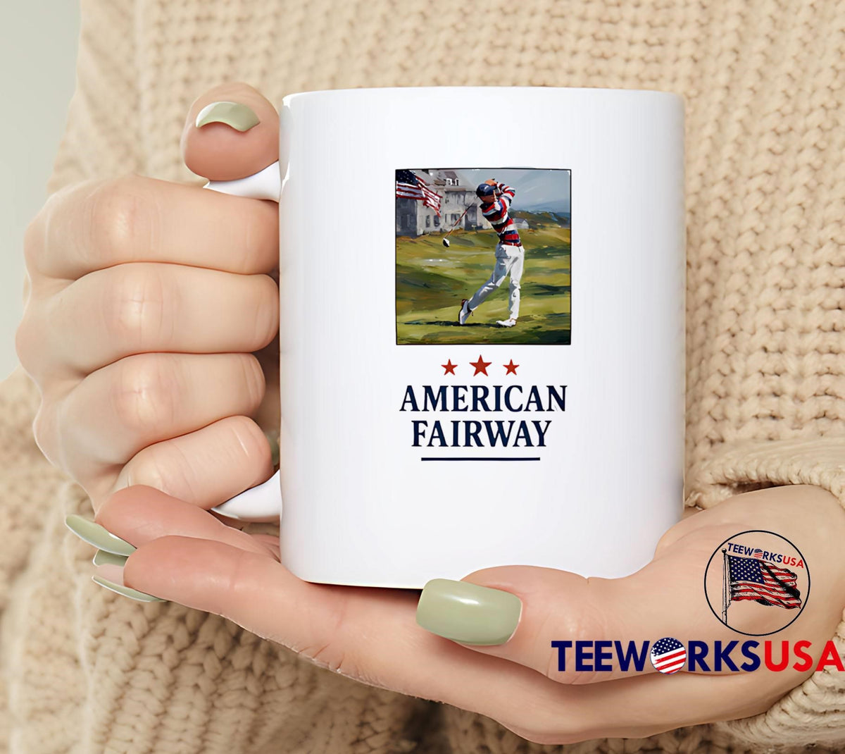 American Fairway man playing golf - Adult & Kids T-Shirts, Sweatshirts & Hoodies apparel design preview 6