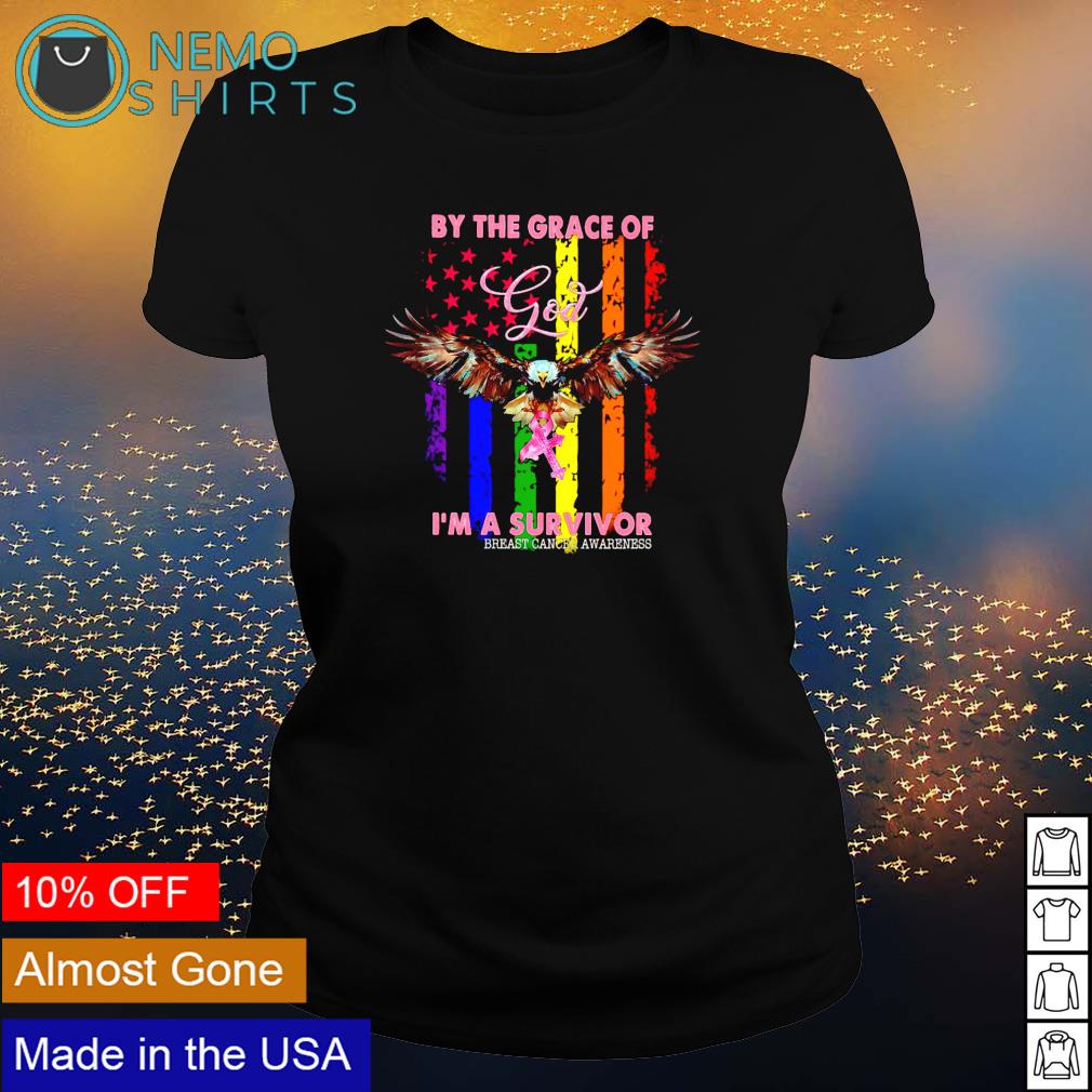 By the grace of God I'm a survivor breast cancer - Adult & Kids T-Shirts, Sweatshirts & Hoodies apparel design preview 3