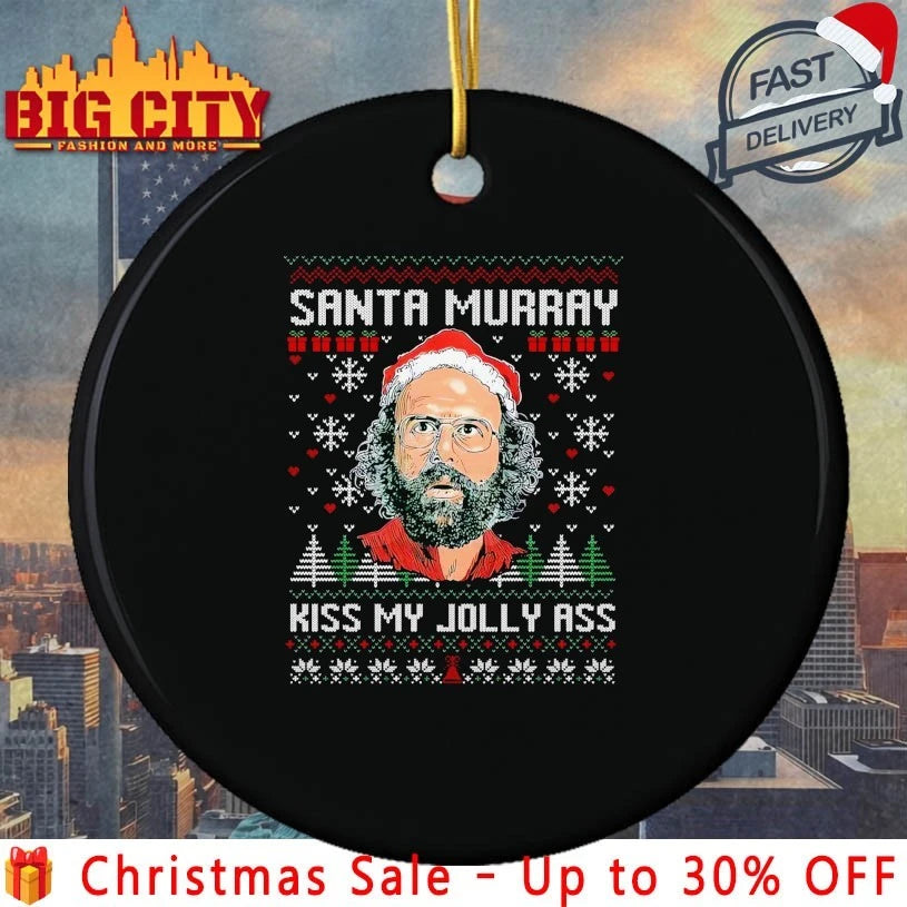 Murray Hawkins Santa Kiss my jolly ass ugly christmas - Adult & Kids T-Shirts, Sweatshirts & Hoodies apparel design preview 3