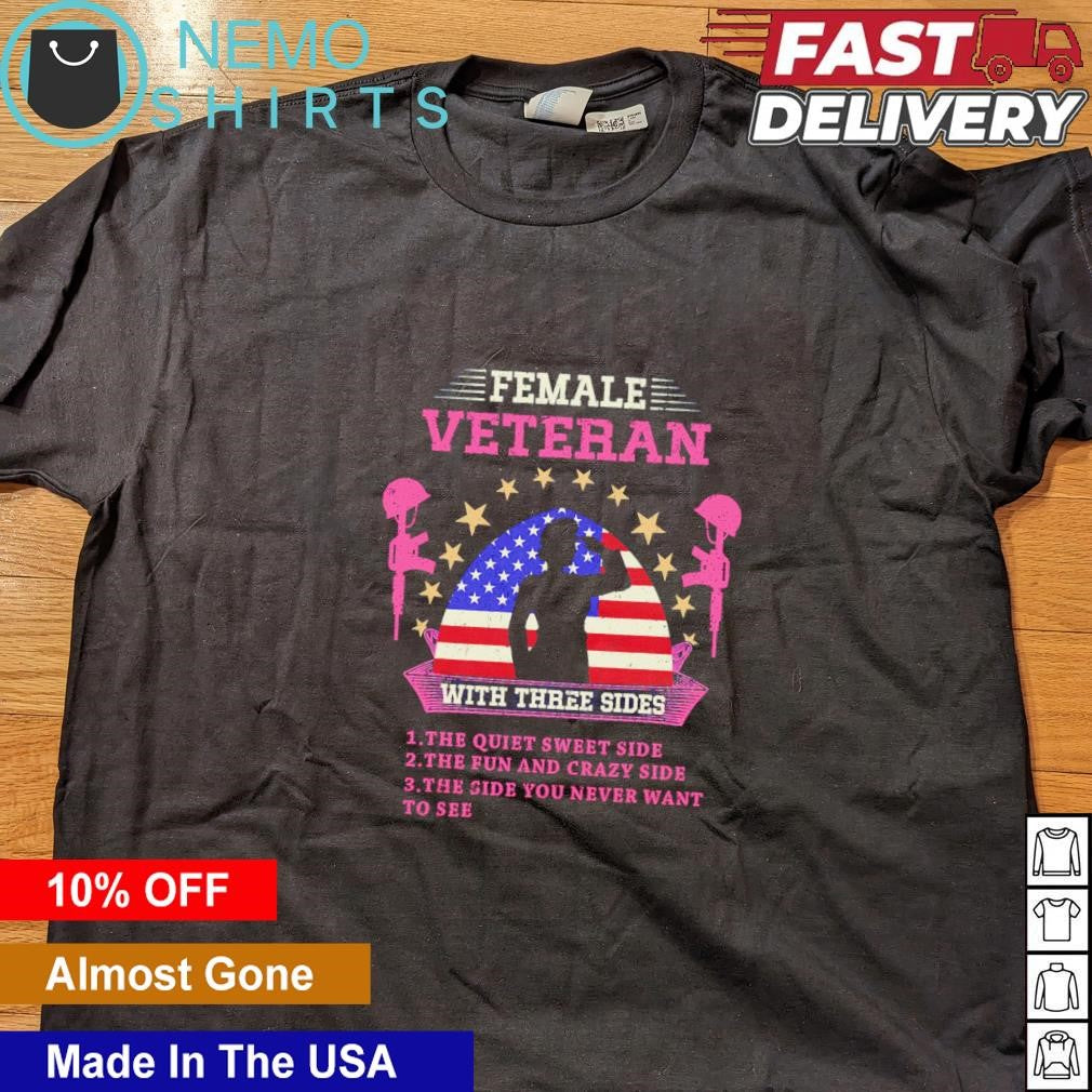 Female veteran with three sides - Adult & Kids T-Shirts, Sweatshirts & Hoodies apparel design preview 4