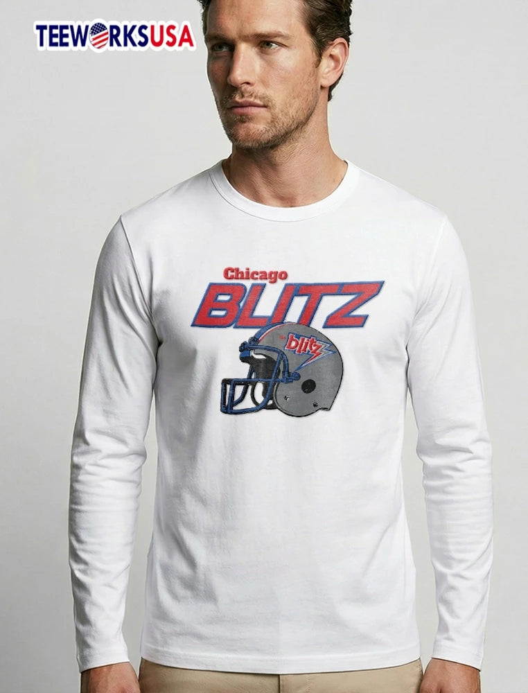 Chicago Blitz The Distressed Football Helmet Vintage - Adult & Kids T-Shirts, Sweatshirts & Hoodies apparel design preview 3