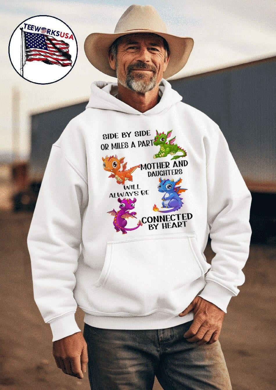 Dragon side by or miles a part mother and daughters - Adult & Kids T-Shirts, Sweatshirts & Hoodies apparel design preview 2