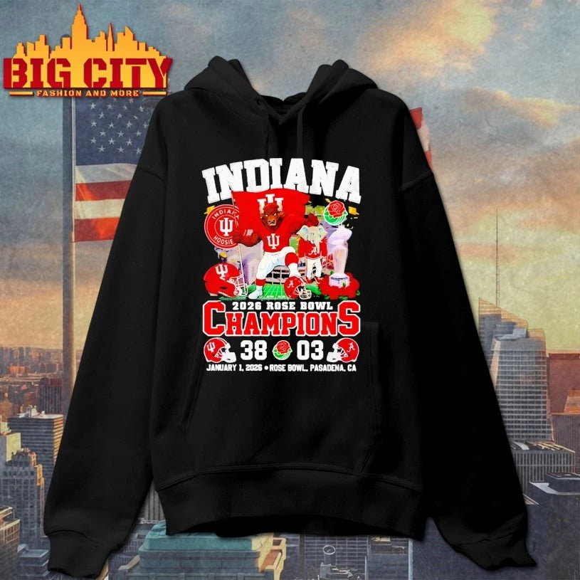 Indiana Hoosiers vs Alabama Crimson Rose Bowl Champs - Adult & Kids T-Shirts, Sweatshirts & Hoodies apparel design preview 2