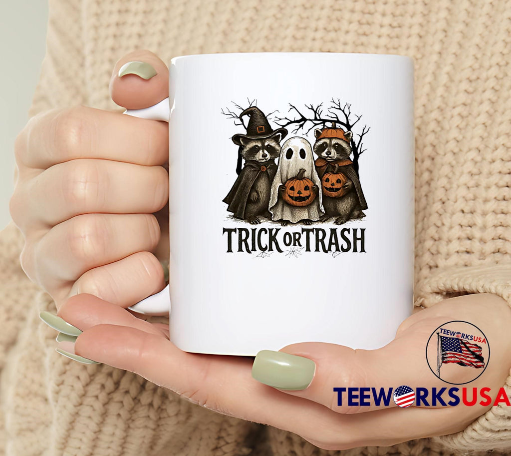 Halloween Raccoon Trick or Trash - Adult & Kids T-Shirts, Sweatshirts & Hoodies apparel design preview 6