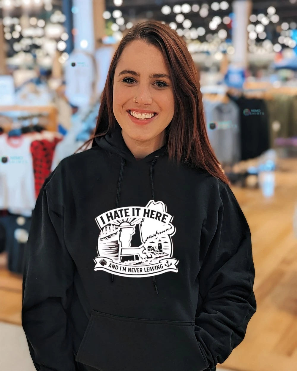 I hate here and I'm never leaving - Adult & Kids T-Shirts, Sweatshirts & Hoodies apparel design preview 5