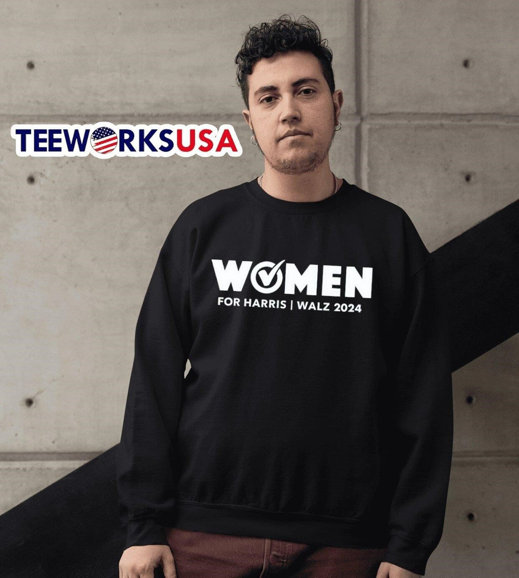 Women vote for Harris Walz 2024 - Adult & Kids T-Shirts, Sweatshirts & Hoodies apparel design preview 3