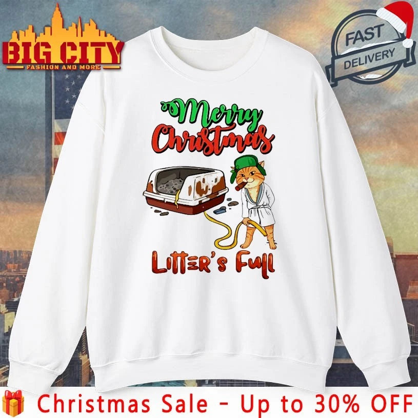 Cat Merry Christmas Litter's Full Holidays Xmas - Adult & Kids T-Shirts, Sweatshirts & Hoodies apparel design preview 1