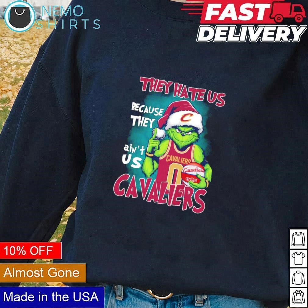 Cleveland Cavaliers Grinch they hate us because ain't - Adult & Kids T-Shirts, Sweatshirts & Hoodies apparel design preview 1