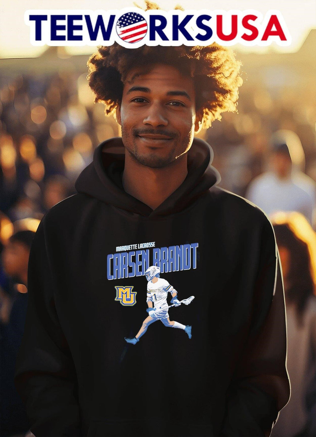 Carsen Brandt Marquette lacrosse graphic - Adult & Kids T-Shirts, Sweatshirts & Hoodies apparel design preview 2