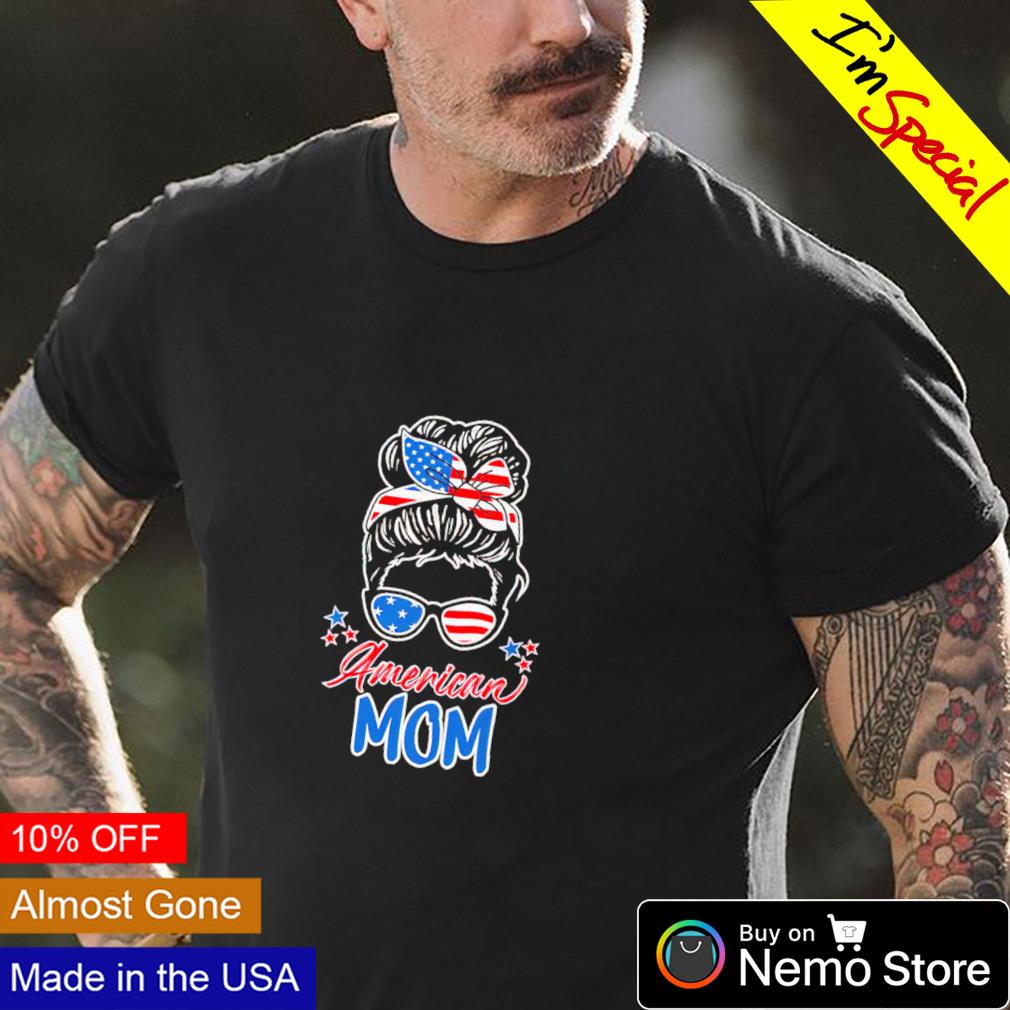 Messy bun American Mom - Adult & Kids T-Shirts, Sweatshirts & Hoodies apparel design preview 4