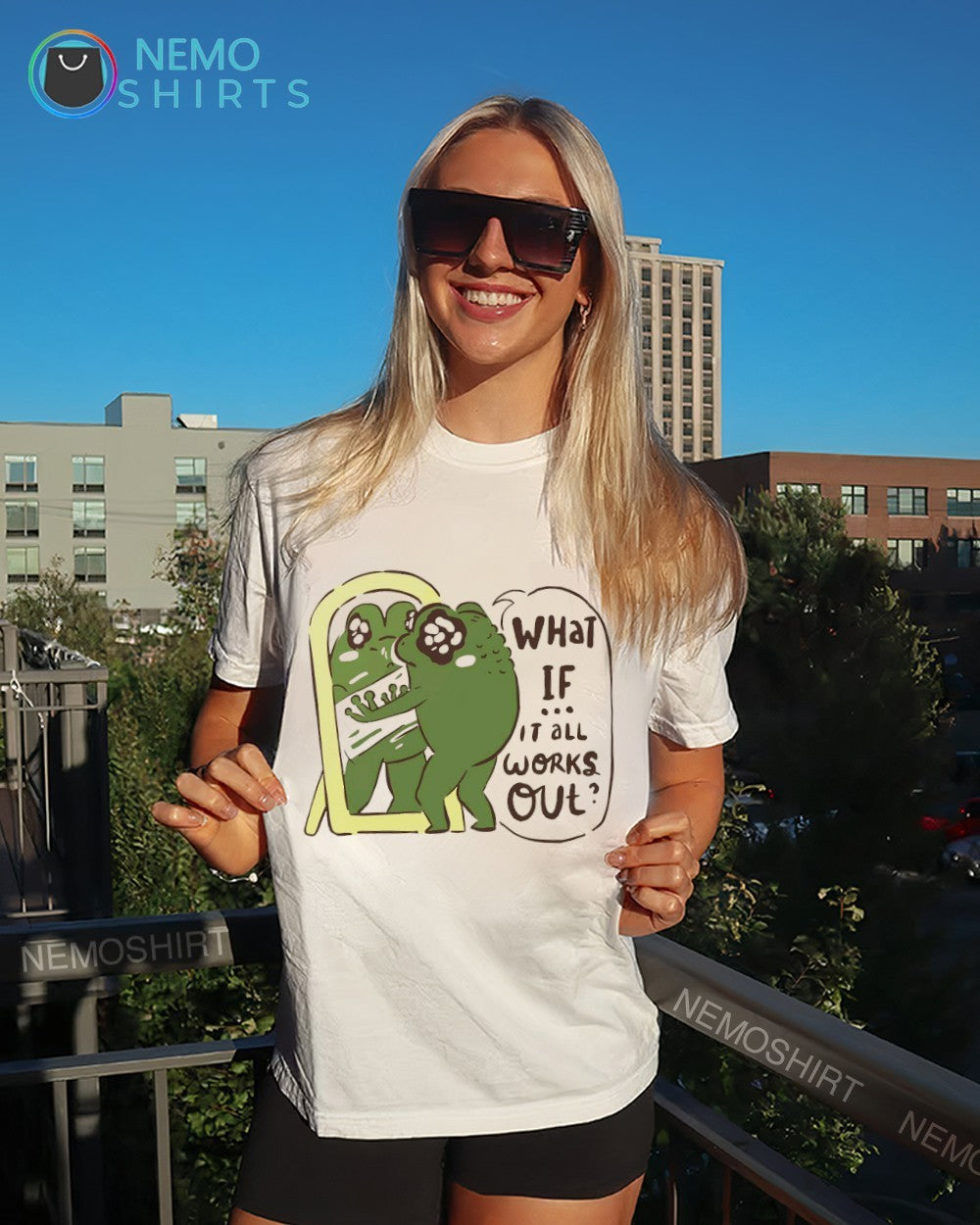 Frog what if it all works out - Adult & Kids T-Shirts, Sweatshirts & Hoodies apparel design preview 4