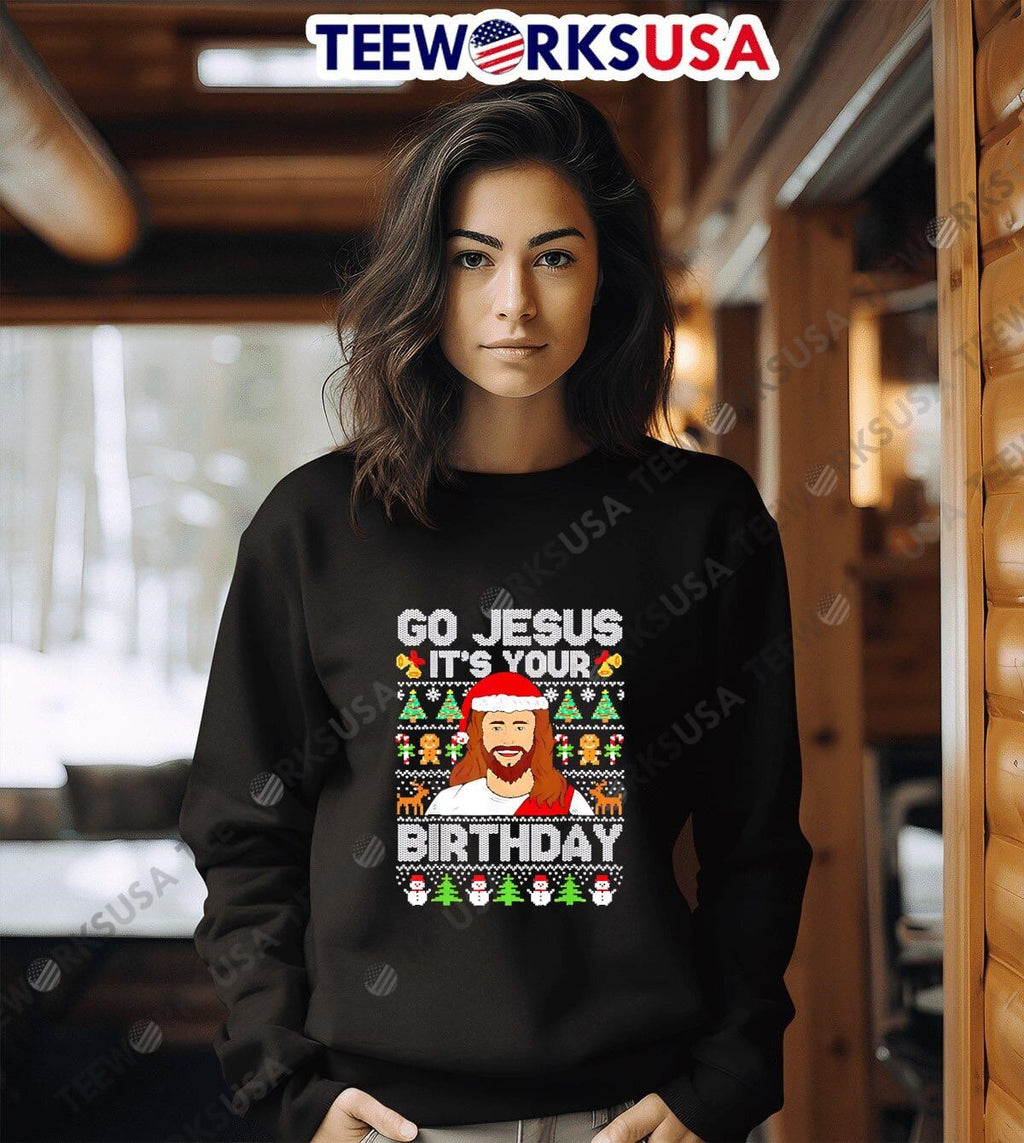Go Jesus Its your birthday ugly christmas - Adult & Kids T-Shirts, Sweatshirts & Hoodies apparel design preview 6