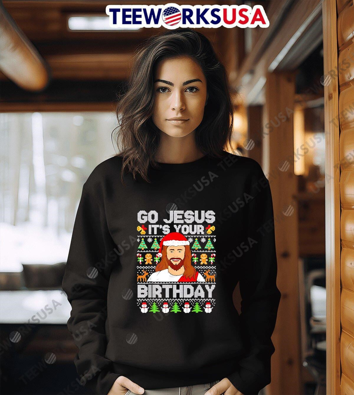 Go Jesus Its your birthday ugly christmas - Adult & Kids T-Shirts, Sweatshirts & Hoodies apparel design preview 6