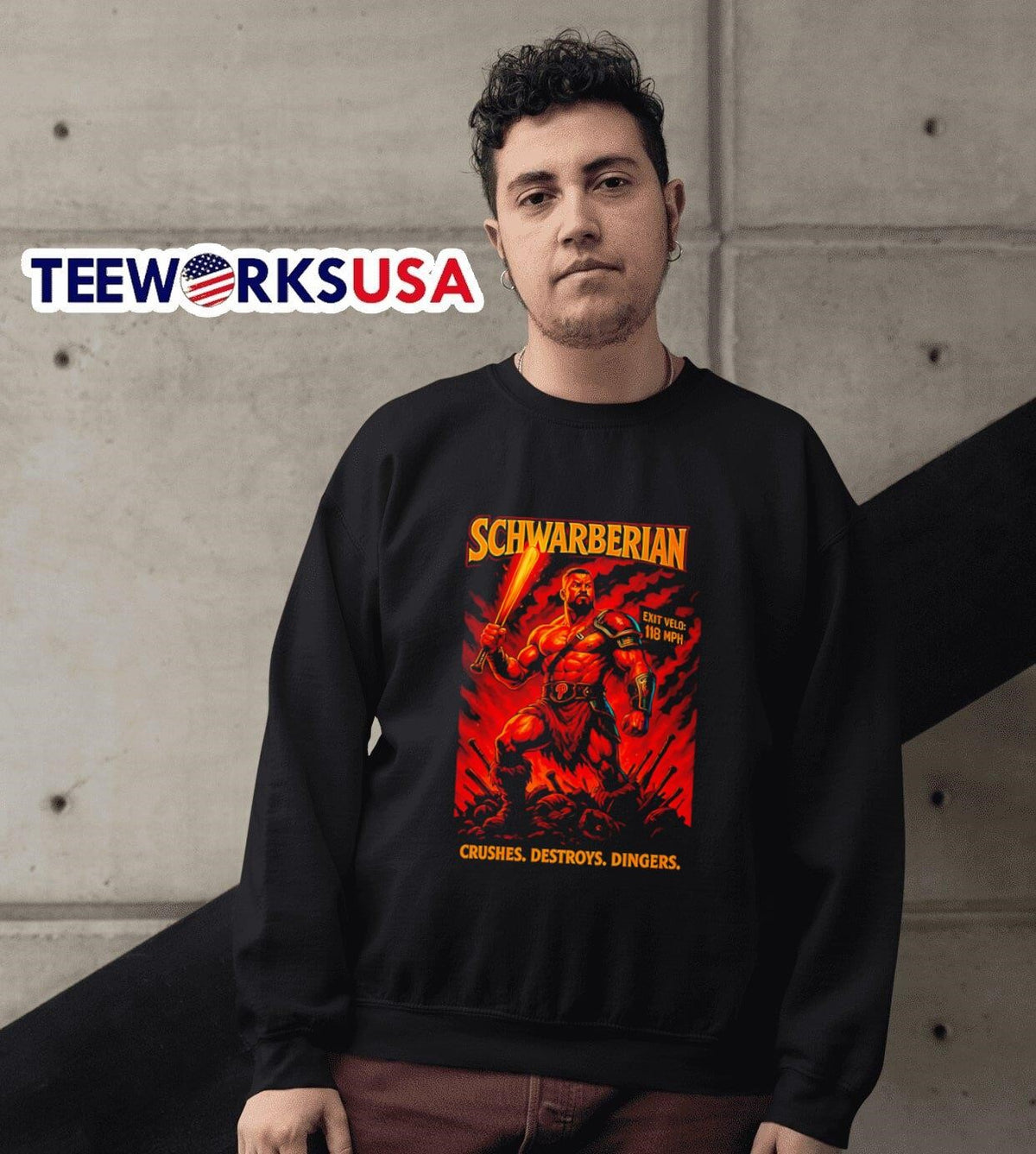 Kyle Schwarber Schwarberian crushes destroys dingers - Adult & Kids T-Shirts, Sweatshirts & Hoodies apparel design preview 6