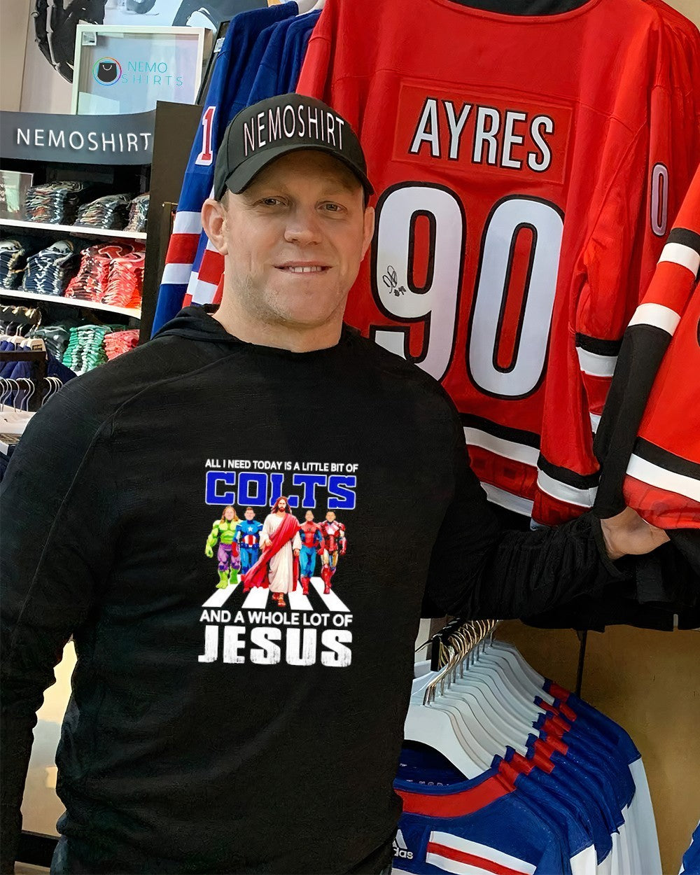 Jesus and super heroes all I need today is a little - Adult & Kids T-Shirts, Sweatshirts & Hoodies apparel design preview 2